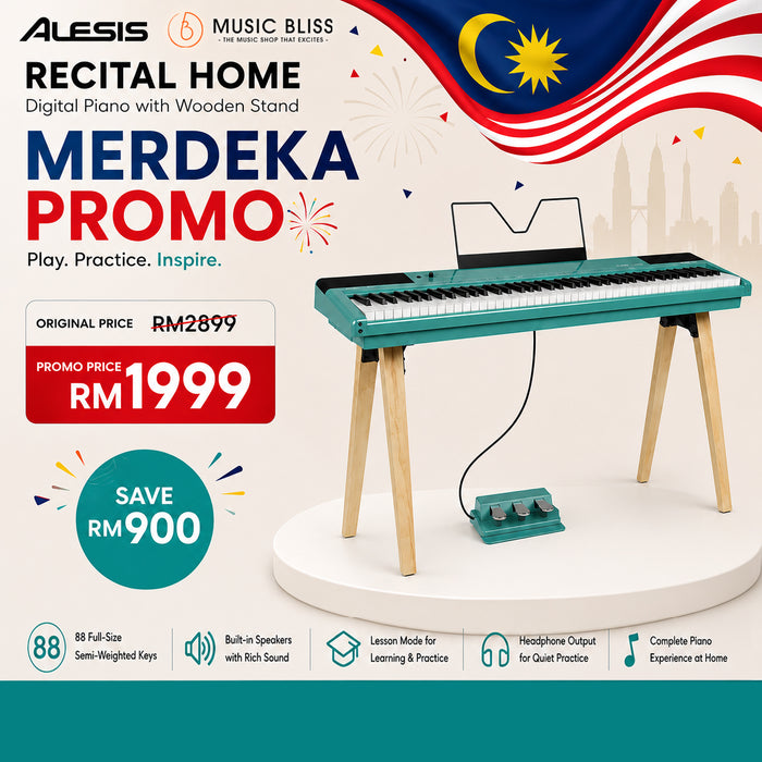 Alesis Recital Home 88-Key Digital Piano with Wooden Stand - Turquoise