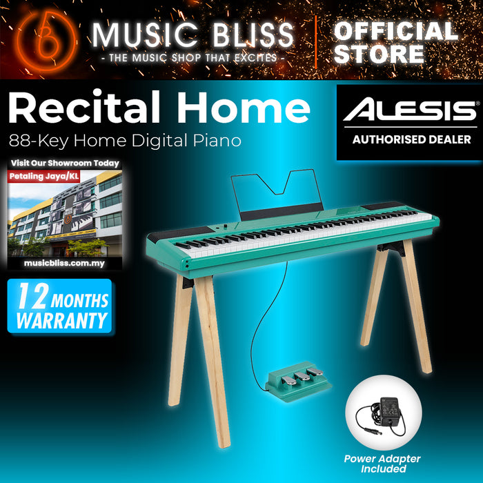 Alesis Recital Home 88-Key Digital Piano with Wooden Stand - Turquoise