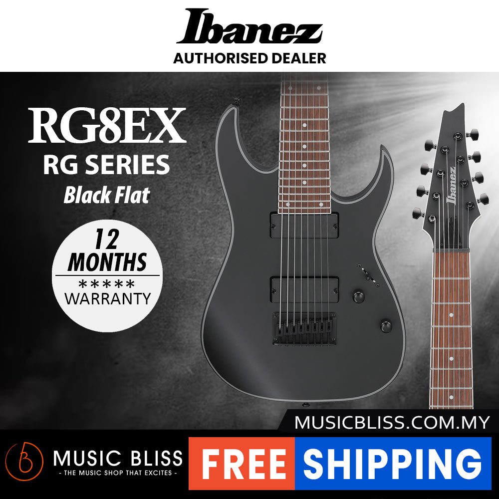 Ibanez RG Standard RG8EX 8-String Electric Guitar - Black Flat | Music ...