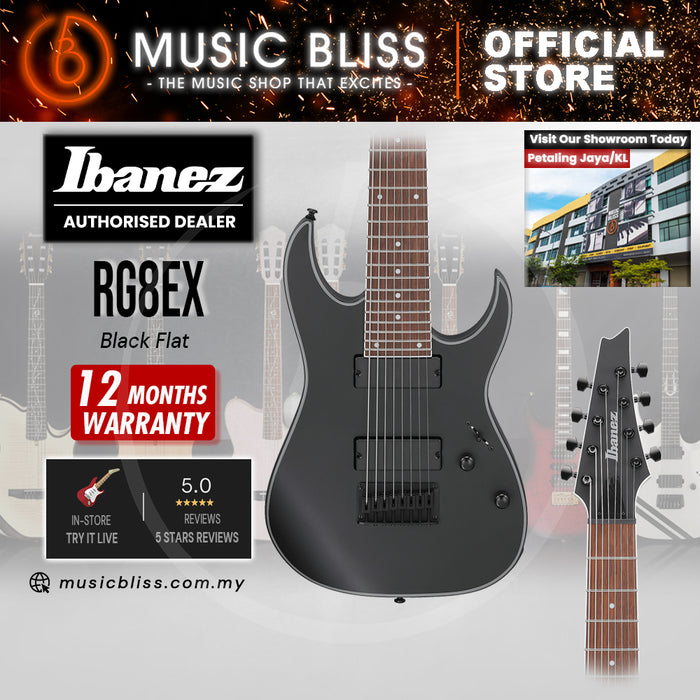 Ibanez RG Standard RG8EX 8-String Electric Guitar - Black Flat