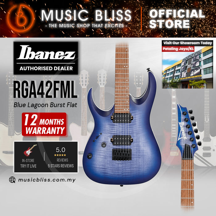 Ibanez Standard RGA42FML Left-handed Electric Guitar - Blue Lagoon Burst Flat