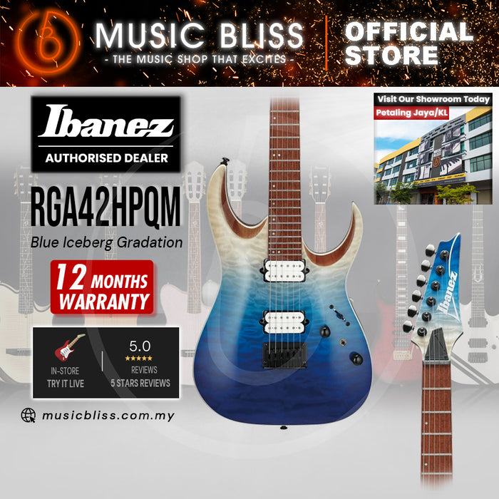 Ibanez High Performance RGA42HPQM Electric Guitar - Blue Iceberg Gradation