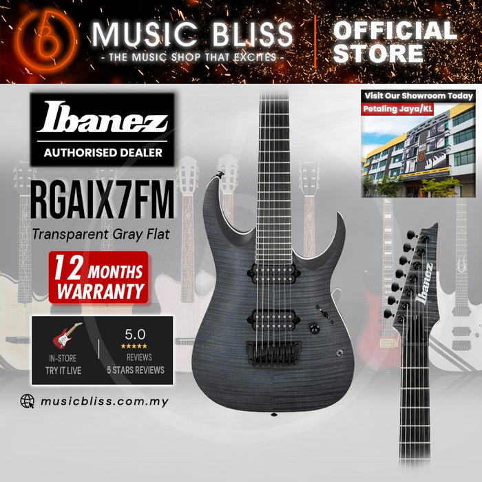 Ibanez RGA Iron Label RGAIX7FM Electric Guitar - Transparent Gray Flat