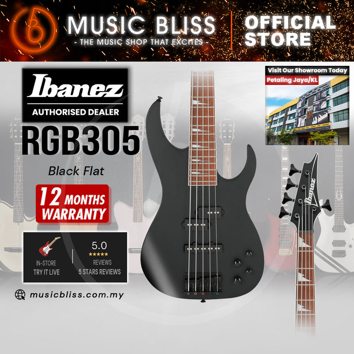 Ibanez Standard RGB305 Electric Bass Guitar - Black Flat