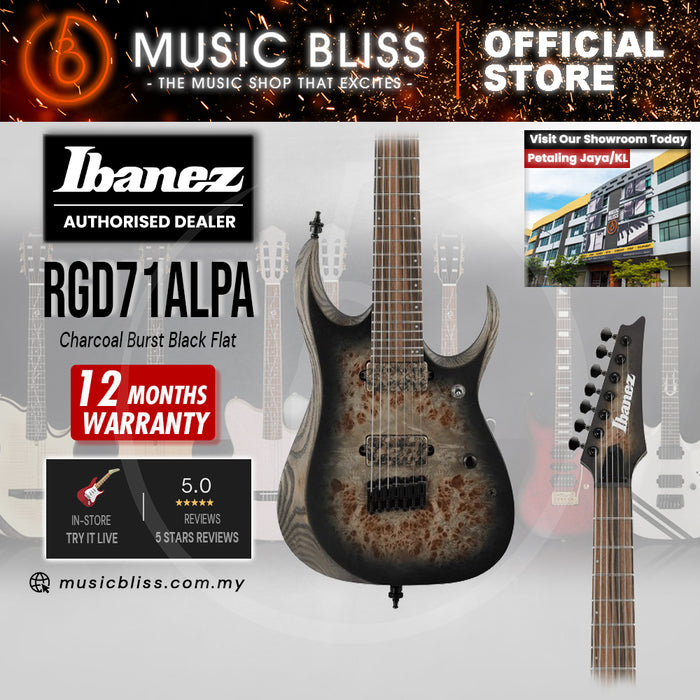 Ibanez Axion Label RGD71ALPA Electric Guitar - Charcoal Burst Black Flat