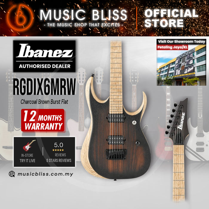 Ibanez Iron Label RGDIX6MRW Electric Guitar - Charcoal Brown Burst Flat