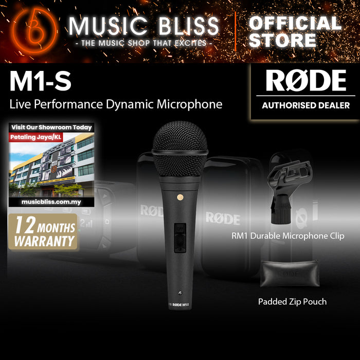 Rode M1S Live Dynamic Vocal Microphone with On/Off Switch 10 Years Warranty [Made in Australia]