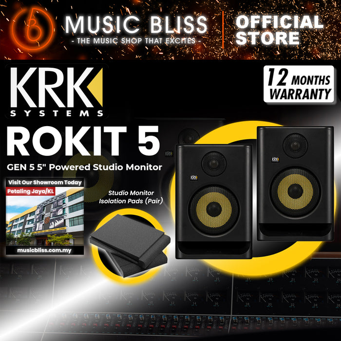 KRK ROKIT 5 G5 5" Powered Studio Monitor with Studio Monitor Isolation Pads - Pair
