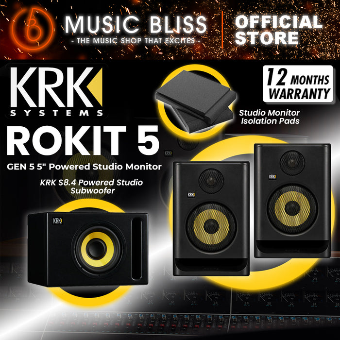 KRK ROKIT 5 G5 5" Powered Studio Monitor with Studio Monitor Isolation Pads - Pair