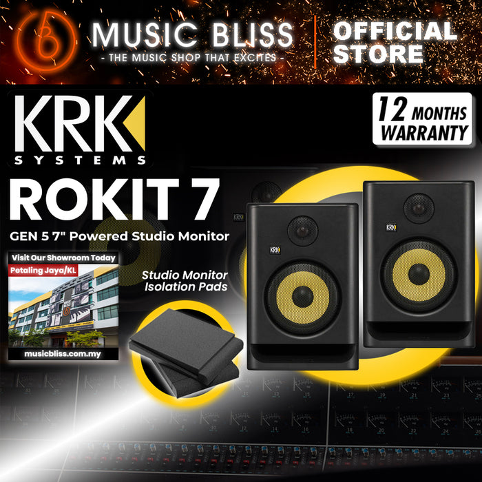 KRK ROKIT 7 G5 7" Powered Studio Monitor with Studio Monitor Isolation Pads - Pair