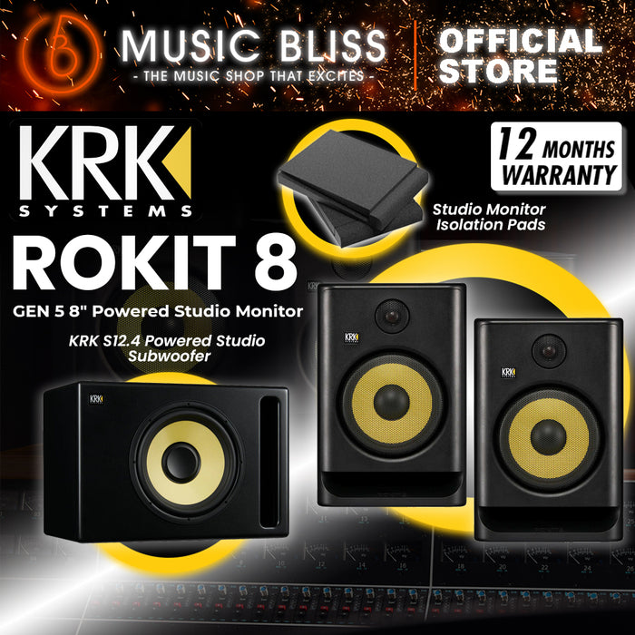 KRK ROKIT 8 G5 8" Powered Studio Monitor with with Studio Monitor Isolation Pads - Pair