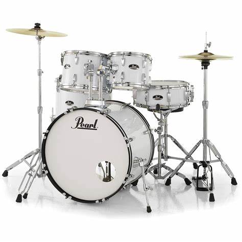 Pearl Roadshow 5-piece Drum Set with Drumstick and Throne - 22 Inch Bass Drum - Pure White