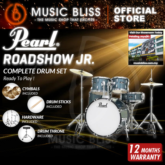 Pearl Roadshow Junior 5-piece Complete Drum Set with Cymbals and Hardware - Aqua Blue Glitter