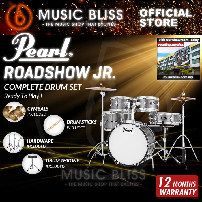 Pearl Roadshow Junior 5-piece Complete Drum Set with Cymbals and Hardware - Grindstone Sparkle