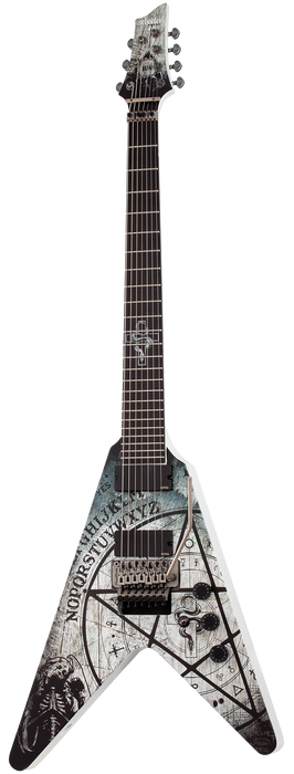 Schecter V-7 FR Randy Weitzel Ouija Electric Guitar - Satin White