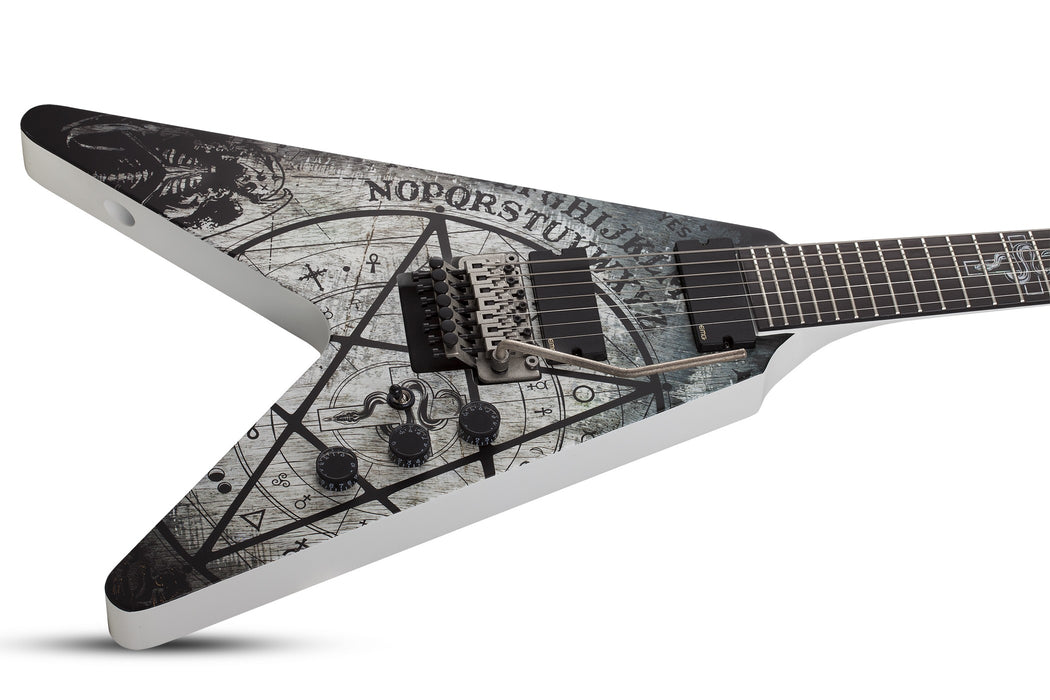 Schecter V-7 FR Randy Weitzel Ouija Electric Guitar - Satin White