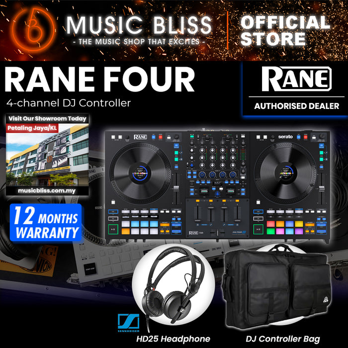 Rane Four 4-channel Stems DJ Controller - 8.5" Jog Wheels with displays, DJ Mixer with Internal FX, Serato DJ Pro & Pitch ‘n Time DJ Included