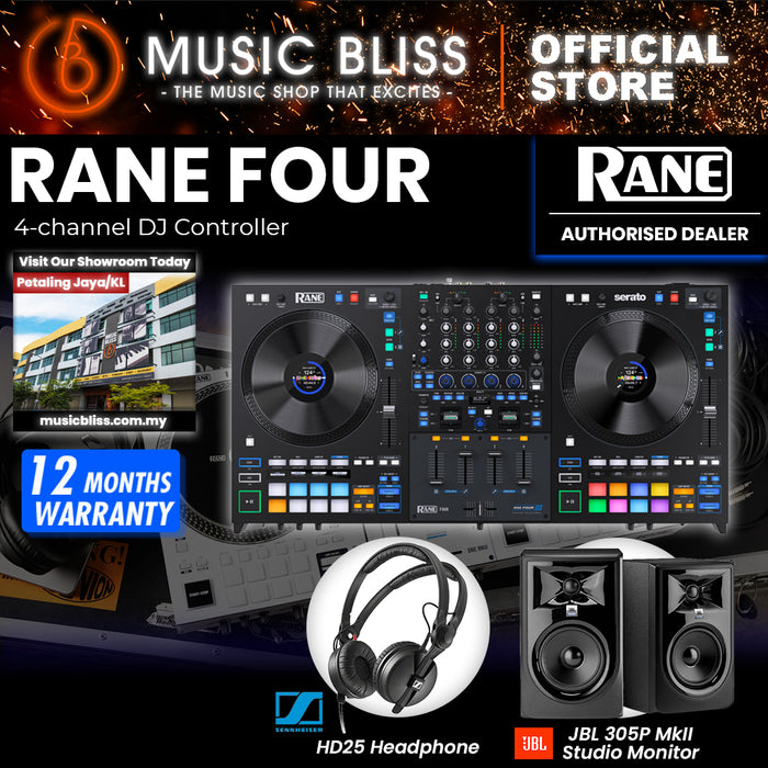 Rane Four 4-channel Stems DJ Controller - 8.5" Jog Wheels with displays, DJ Mixer with Internal FX, Serato DJ Pro & Pitch ‘n Time DJ Included