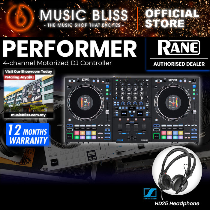 Rane Performer 4 Channel Stems DJ Controller - 7" Jog Wheels with 3.5" displays, DJ Mixer with Dynamic internal FX engine, Serato DJ software FX