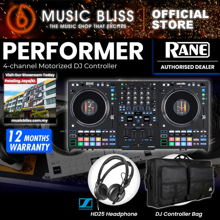 Rane Performer 4 Channel Stems DJ Controller - 7" Jog Wheels with 3.5" displays, DJ Mixer with Dynamic internal FX engine, Serato DJ software FX