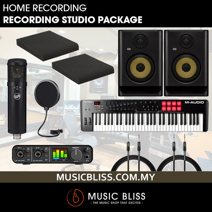 COMPLETE PRODUCER BUNDLES PACKAGES : MOTU M2 USB C Audio Interface, KRK Rokit 5 G5 Powered Studio Monitor Speaker, Warm Audio WA-47Jr Large Diaphragm Condenser Microphone, M-Audio Oxygen 61 MKV Midi Controller Keyboard