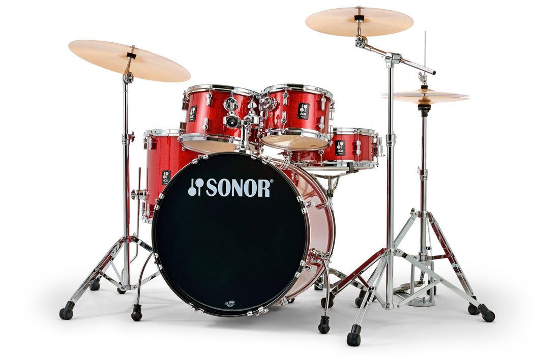 Sonor AQX Studio 5-Piece Acoustic Drum Set with Hardware - 20 Inch Bass Drum - Red Moon Sparkle
