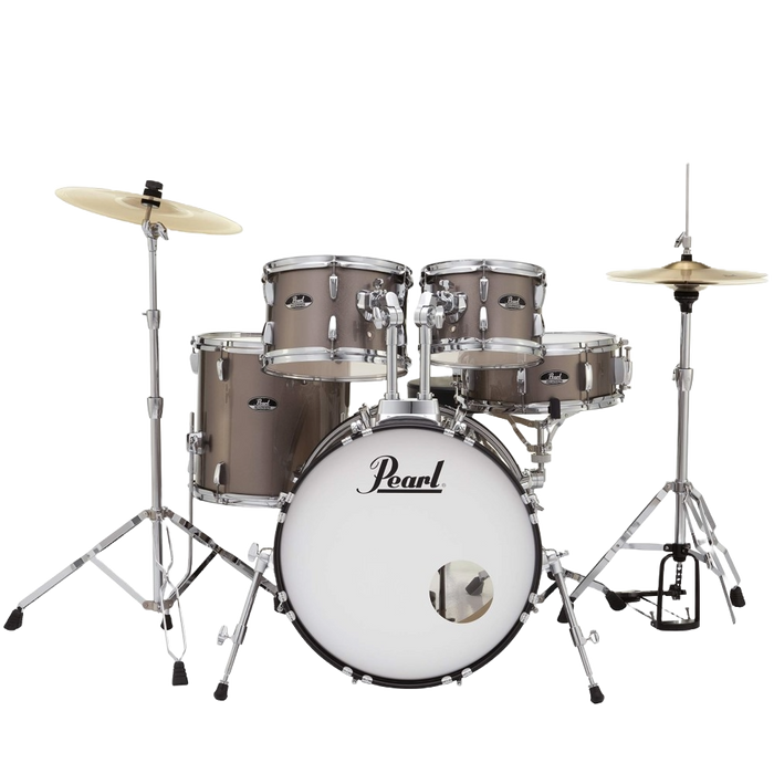 Pearl Roadshow 5-piece Drum Set with Drumstick and Throne - 22 Inch Bass Drum - Bronze Metallic
