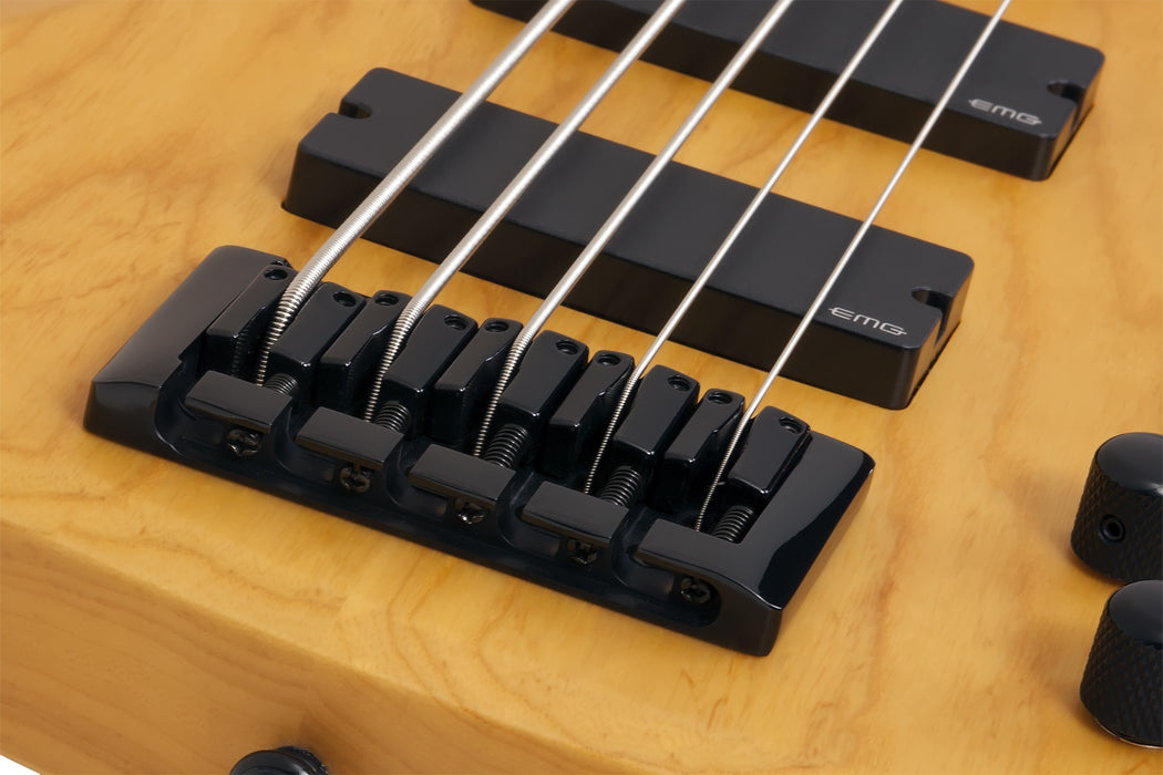 Schecter Riot Session-5 Left-Handed Electric Bass Guitar - Aged Natural Satin