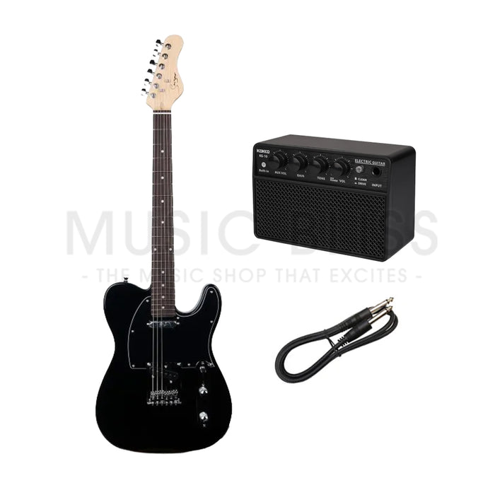 Smiger S-G17-BK Budget Beginner Electric Guitar - SS Tele Style Black for Rock Kapak
