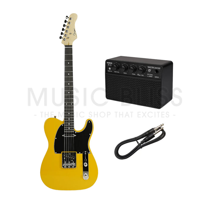 Smiger S-G17-BSB Budget Beginner Electric Guitar - SS Tele Style Butterscotch for Rock Kapak