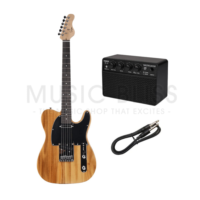 Smiger S-G17-N Budget Beginner Electric Guitar - SS Tele Style Natural for Rock Kapak