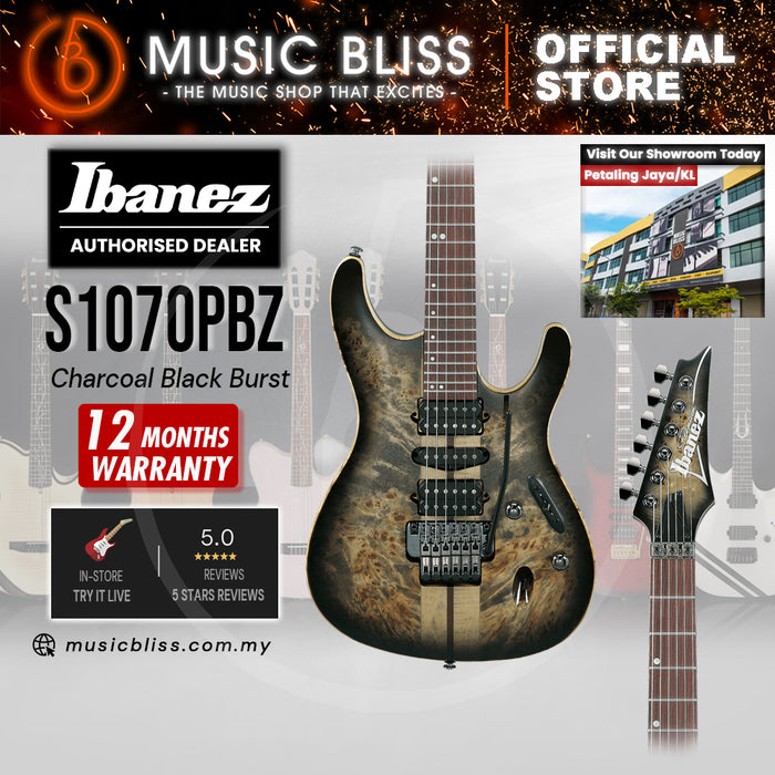 Ibanez Premium S1070PBZ Electric Guitar - Charcoal Black Burst