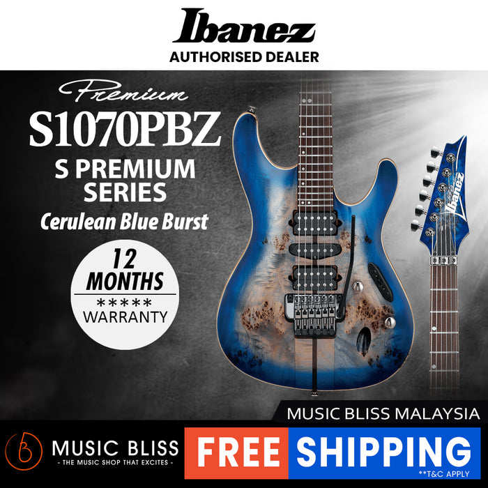 Ibanez Premium S1070PBZ Electric Guitar - Cerulean Blue Burst