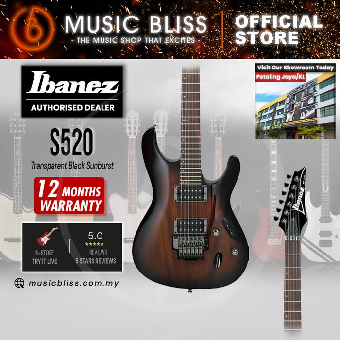 Ibanez S520 Electric Guitar - Transparent Black Sunburst