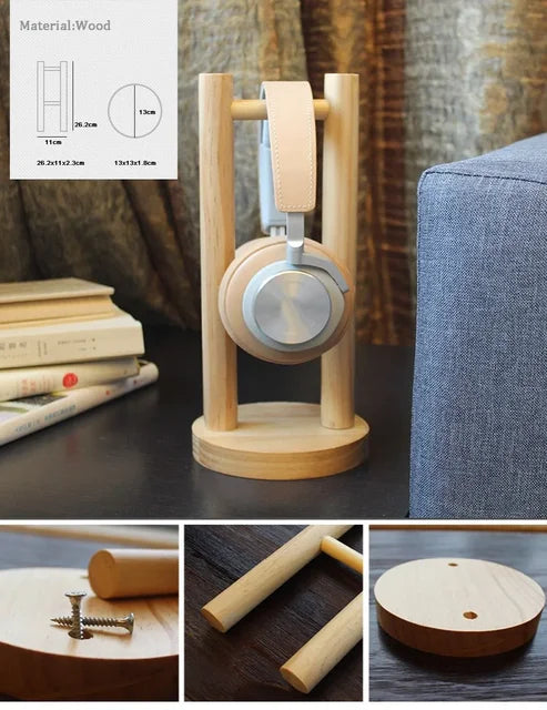 Bullet Groove Natural Wood Headphone Stand