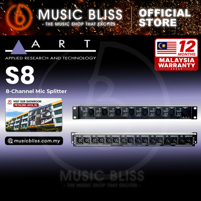 ART S8 8-channel 2-way Microphone Signal Splitter with Ground-lift switches and Attenuation Pads