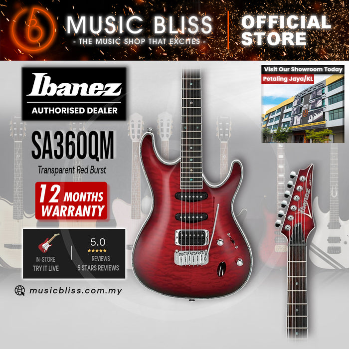 Ibanez SA360QM Electric Guitar - Transparent Red Burst