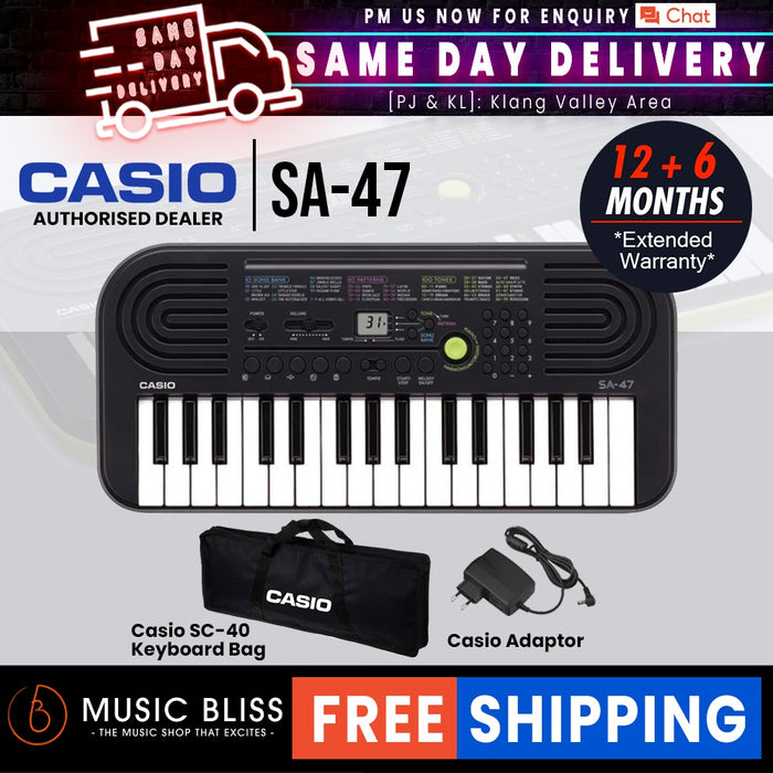 Casio SA-47 Mini Keyboard - Gray - Music Bliss Malaysia