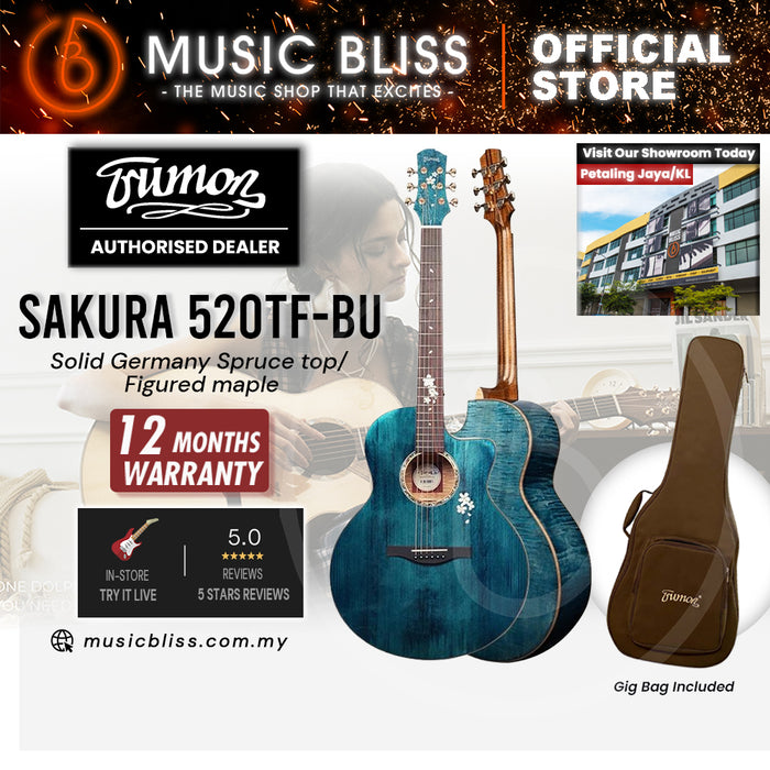 Trumon Sakura 520 TF BU Solid Germany Spruce top/ Figured maple Acoustic Guitar