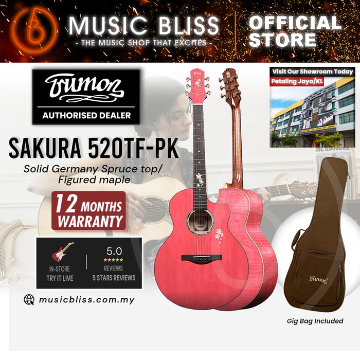Trumon Sakura 520 TF PK Solid Germany Spruce top/ Figured maple Acoustic Guitar with Pickup
