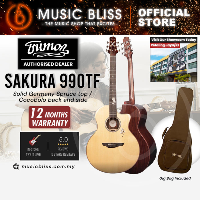 Trumon Sakura 990 TF Solid Germany Spruce top / Cocobolo back and side Acoustic Guitar with Pickup