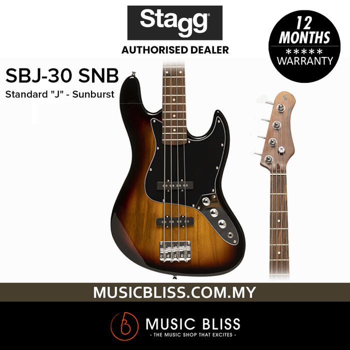 Stagg SBJ-30 Standard "J" Electric Bass Guitar - Sunburst