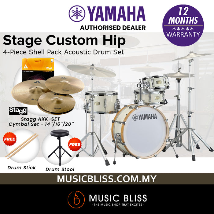 Yamaha Stage Custom Hip 4-Piece Shell Pack - Classic White