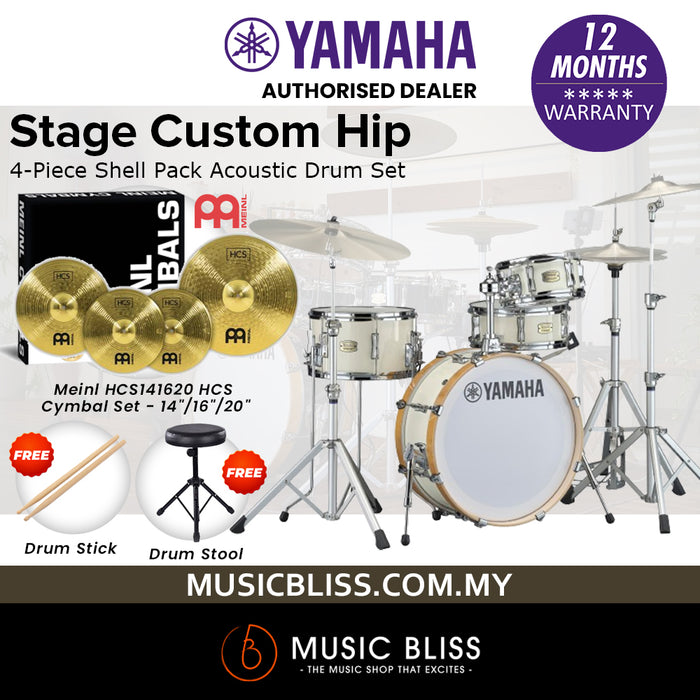 Yamaha Stage Custom Hip 4-Piece Shell Pack - Classic White
