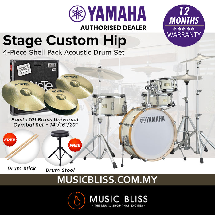 Yamaha Stage Custom Hip 4-Piece Shell Pack - Classic White