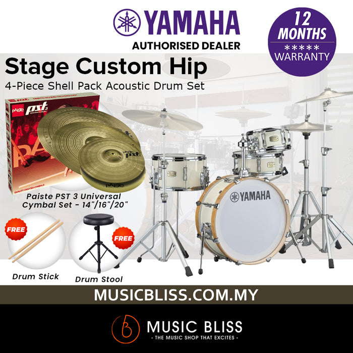 Yamaha Stage Custom Hip 4-Piece Shell Pack - Classic White