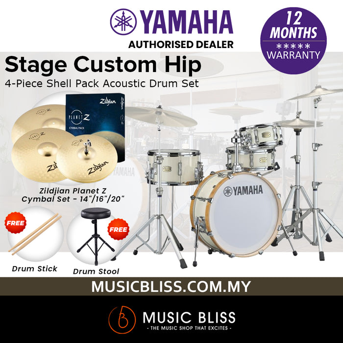 Yamaha Stage Custom Hip 4-Piece Shell Pack - Classic White