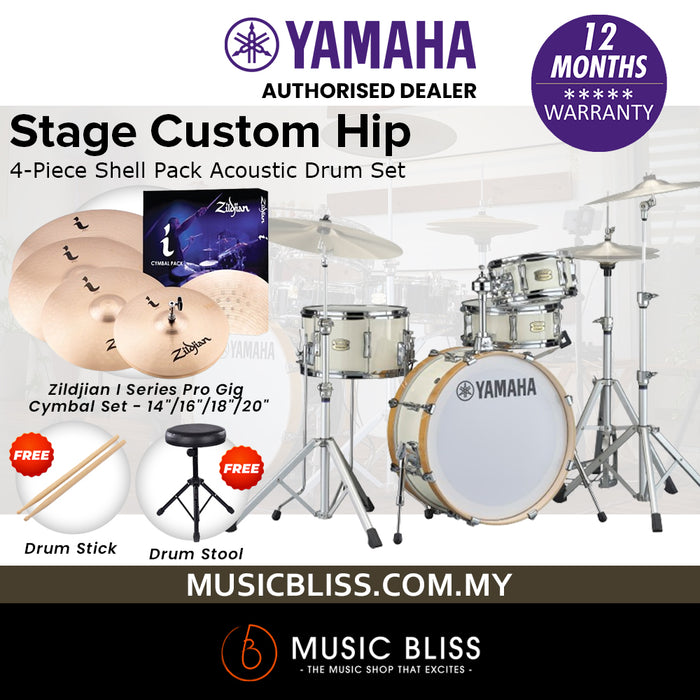 Yamaha Stage Custom Hip 4-Piece Shell Pack - Classic White