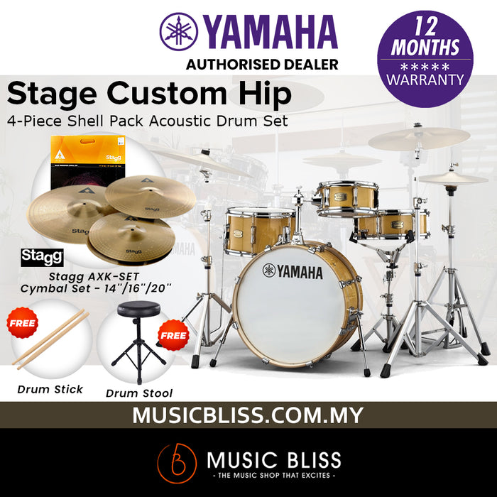 Yamaha Stage Custom Hip 4-Piece Shell Pack - Natural Wood