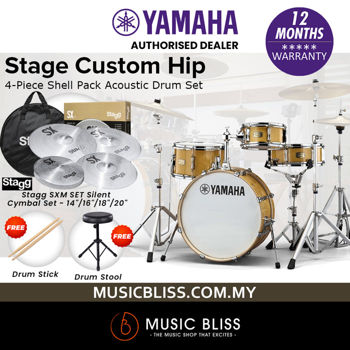 Yamaha Stage Custom Hip 4-Piece Shell Pack - Natural Wood